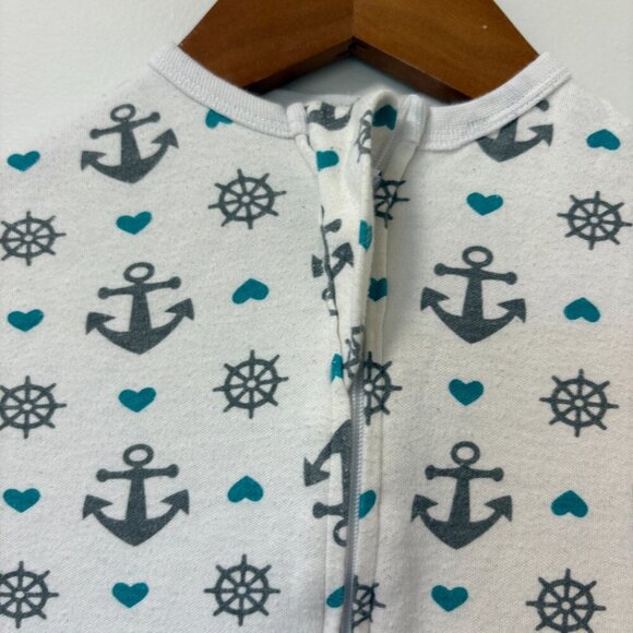 Sleeping Baby Zipadee-Zip sleep sack white blue Size M 6-12m Anchors - Picture 3 of 7